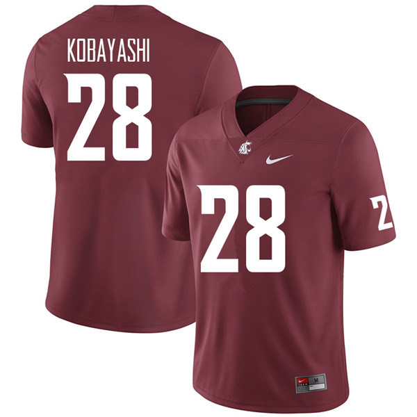 Men #28 Drew Kobayashi Washington State Cougars College Football Jerseys Sale-Crimson